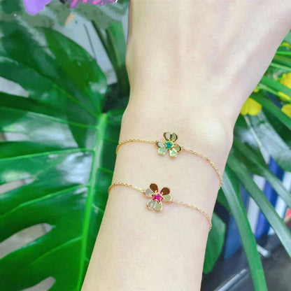 [GALE]FRIVOLE GOLD FLOWER PINK MALACHITE BRACELET