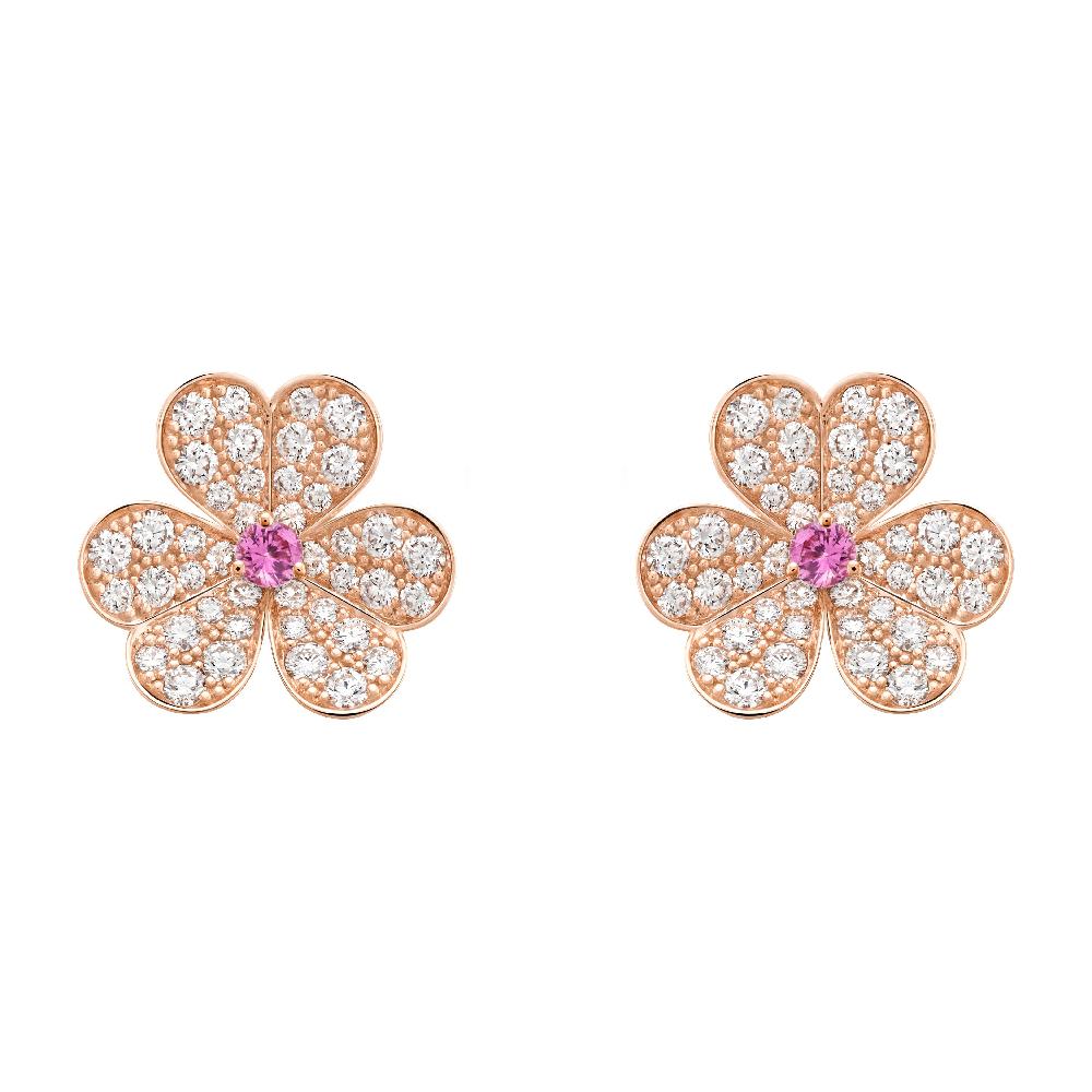 [GALE]FRIVOLE PINK GOLD FLOWER DIAMOND EARRINGS