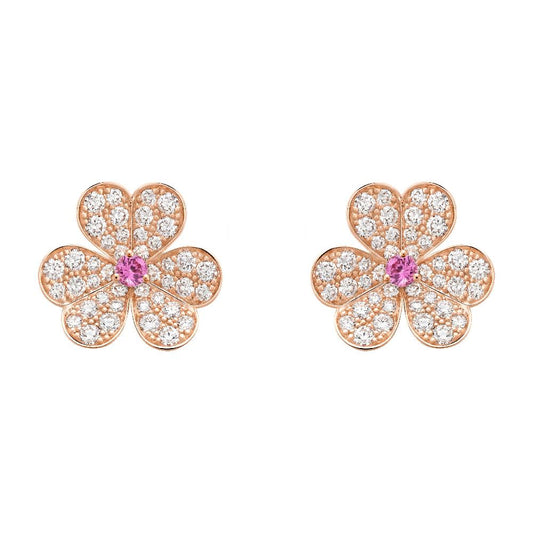 [GALE]FRIVOLE PINK GOLD FLOWER DIAMOND EARRINGS