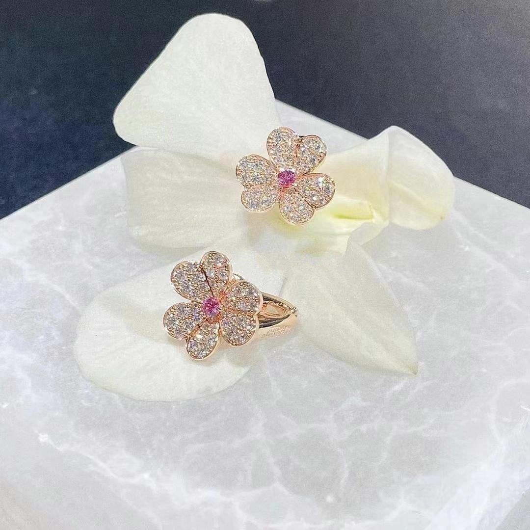 [GALE]FRIVOLE PINK GOLD FLOWER DIAMOND EARRINGS