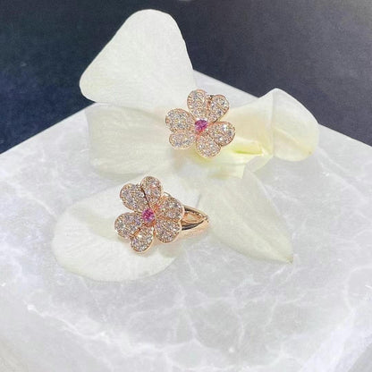 [GALE]FRIVOLE PINK GOLD FLOWER DIAMOND EARRINGS