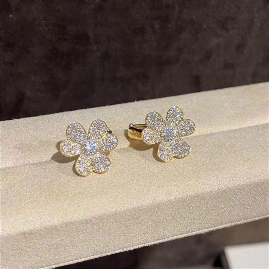 [GALE]FRIVOLE GOLD FLOWER DIAMOND EARRINGS