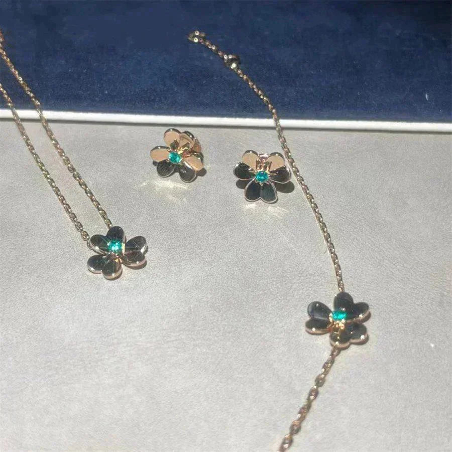 [GALE]FRIVOLE  FLOWER MALACHITE EARRINGS