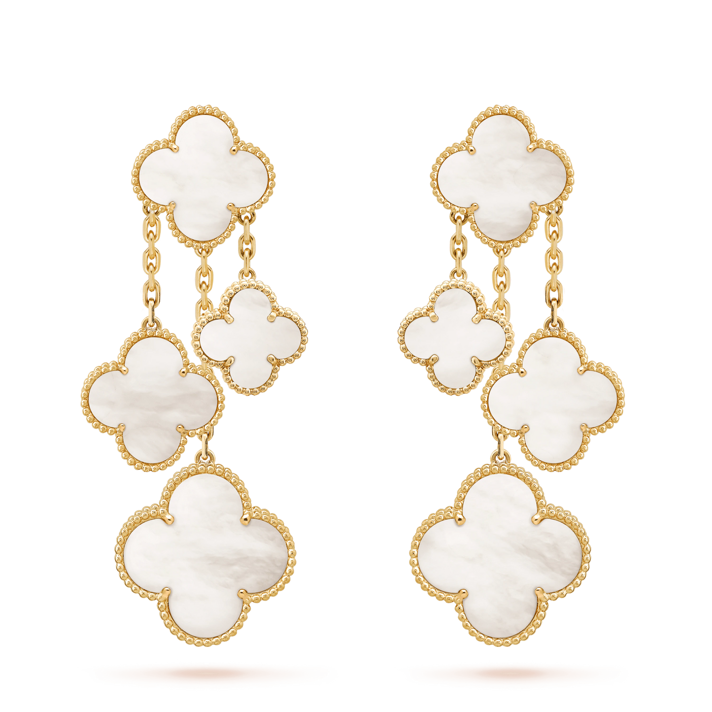 [GALE]CLOVER EARRINGS WHITE MOP 4 MOTIFS GOLD