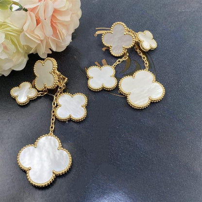 [GALE]CLOVER EARRINGS WHITE MOP 4 MOTIFS GOLD