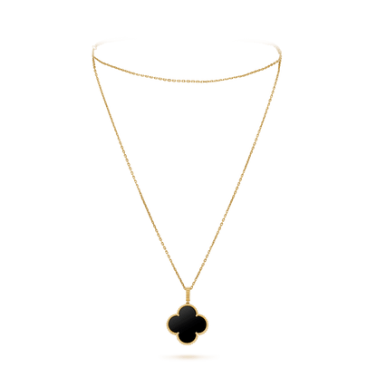 [GALE]CLOVER 25MM GOLD ONYX BIG CLOVER NECKLACE