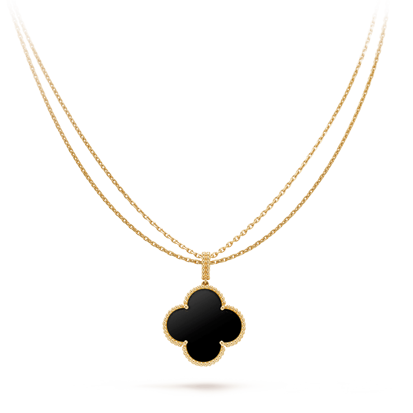 [GALE]CLOVER 25MM GOLD ONYX BIG CLOVER NECKLACE