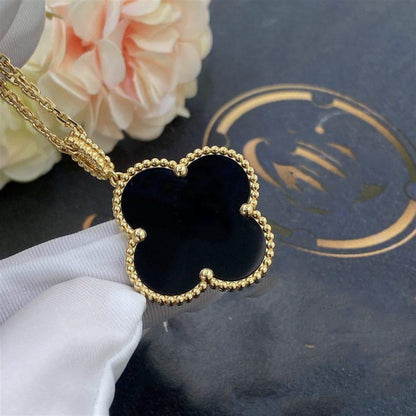 [GALE]CLOVER 25MM GOLD ONYX BIG CLOVER NECKLACE