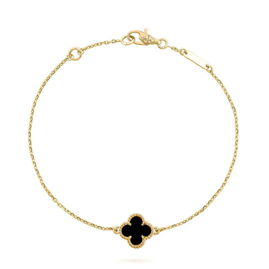 [GALE]CLOVER ONYX SINGLE FLOWER BRACELET