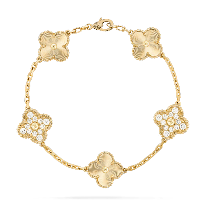 [GALE]CLOVER BRACELET 5 MOTIFS GOLD DIAMOND