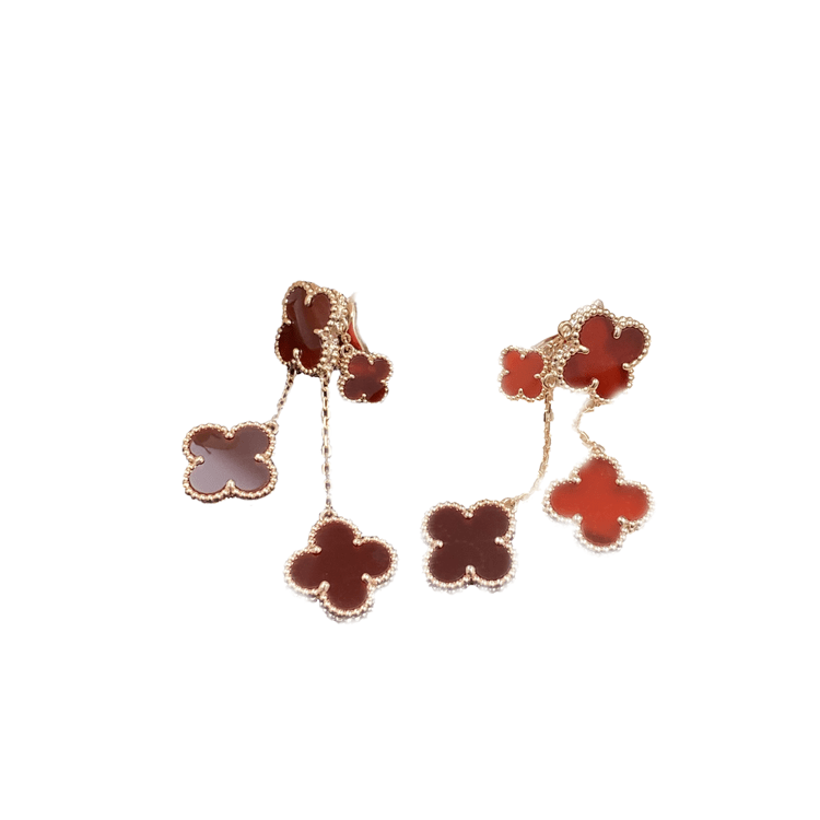[GALE]CLOVER EARRINGS CARNELIAN 4 MOTIFS PINK GOLD