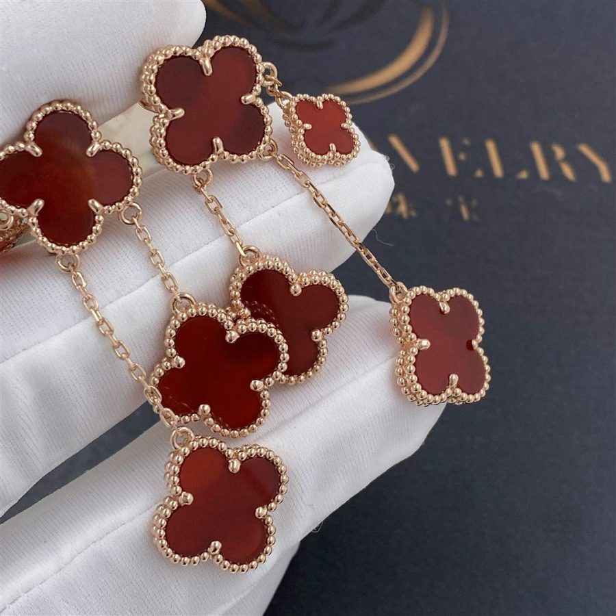 [GALE]CLOVER EARRINGS CARNELIAN 4 MOTIFS PINK GOLD
