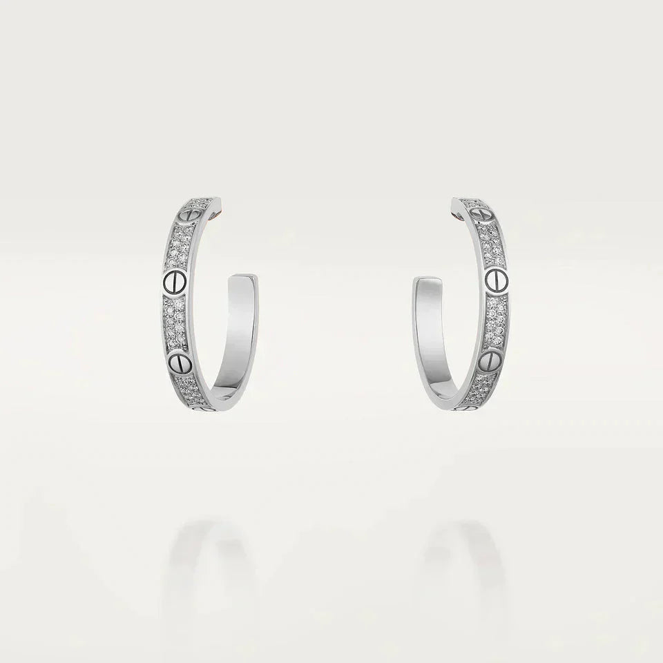 [GALE]LOVE DIAMOND SILVER HOOP EARRINGS