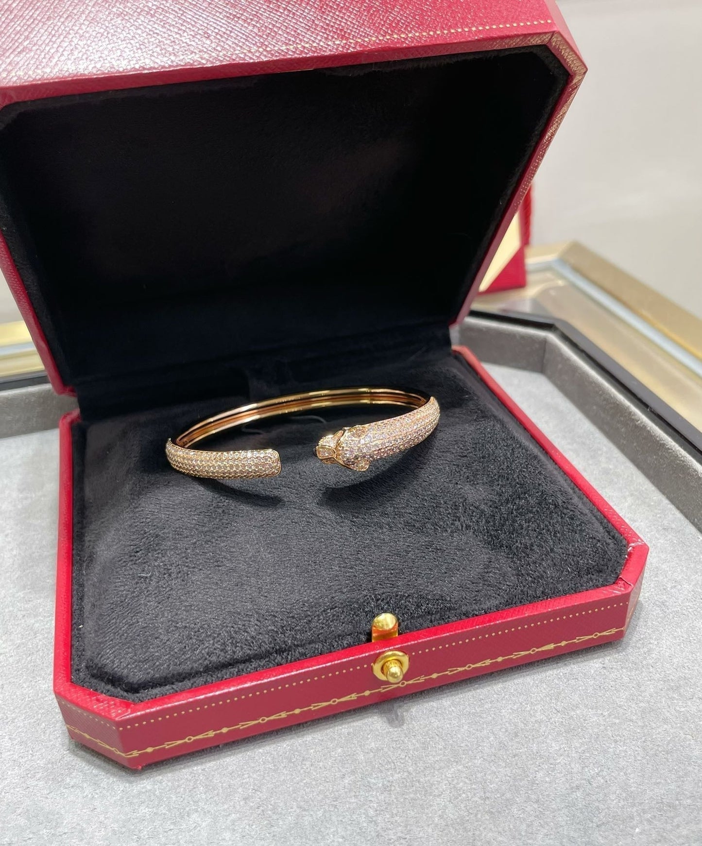 [GALE]PANTHERE FULL DIAMOND OPEN BRACELET