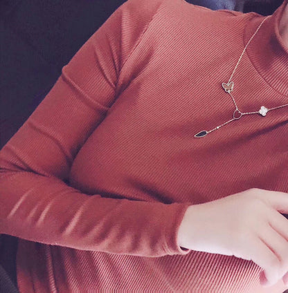 [GALE]LUCKY SPRING 4 MOTIFS ROSE GOLD NECKLACE