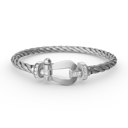 [GALE]FORCE LARGE HORSESHOE HALF DIAMOND BRACELET SILVER