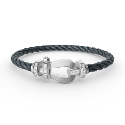 [GALE]FORCE LARGE HORSESHOE HALF DIAMOND BRACELET SILVER