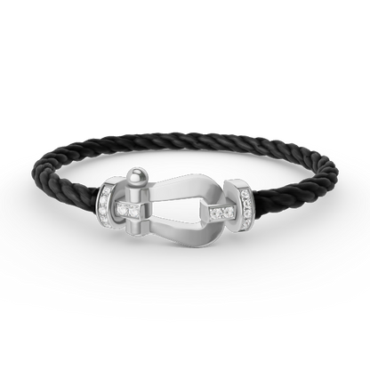 [GALE]FORCE LARGE HORSESHOE HALF DIAMOND BRACELET SILVER