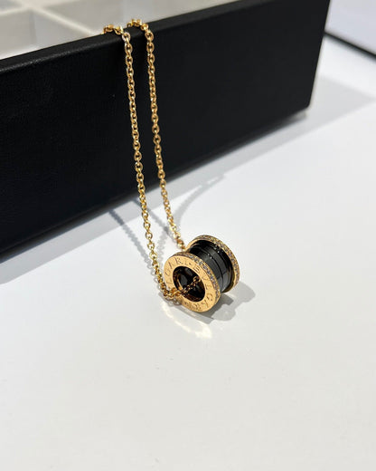 [GALE]ZERO 1 BLACK CERAMIC DIAMOND PINK GOLD NECKLACE